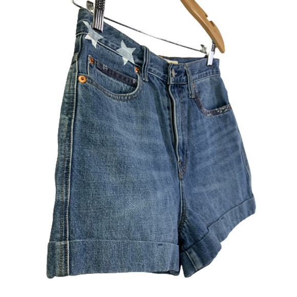 GAP‎ Blue Denim Super High Rise Stars & Bandana Jean Shorts - Picture 2 of 10